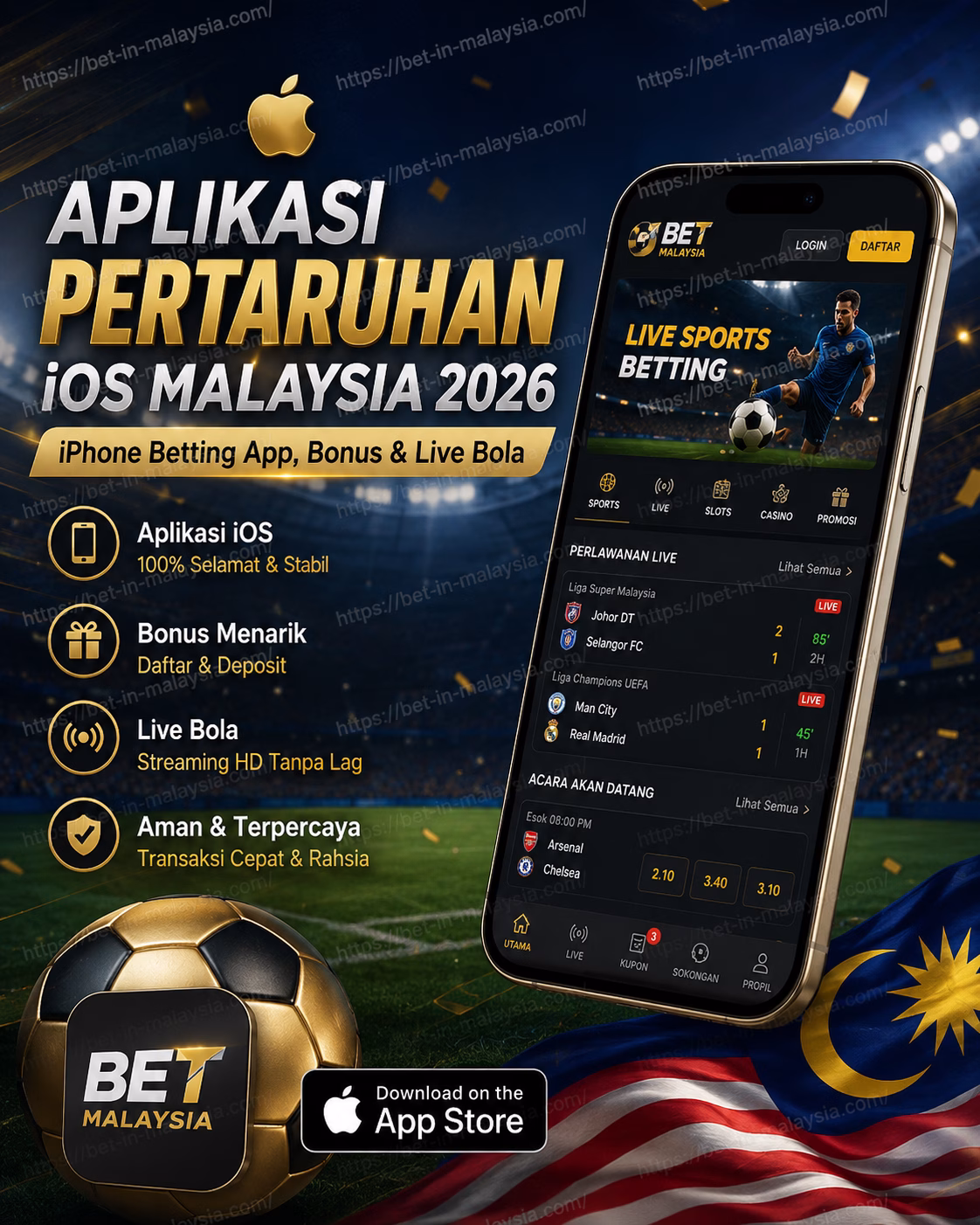 Aplikasi Pertaruhan iOS Malaysia 2026 iPhone Betting App, Bonus & Live Bola
