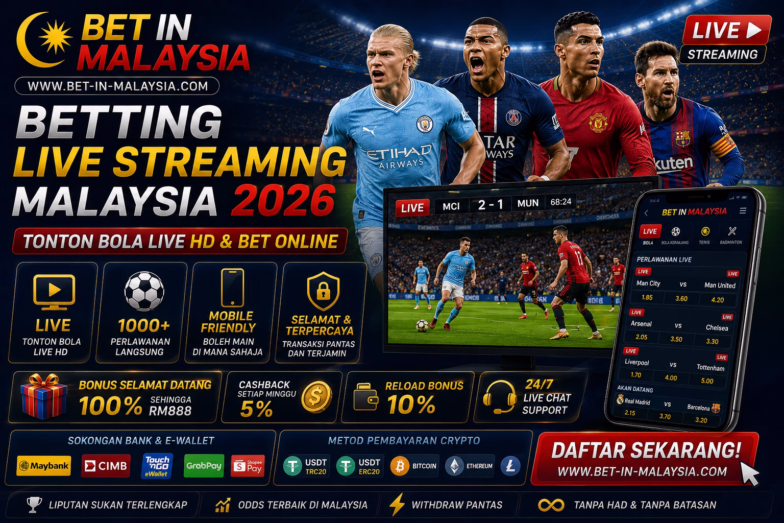 Betting Live Streaming Malaysia 2026 โ Tonton Bola Live HD & Bet Online