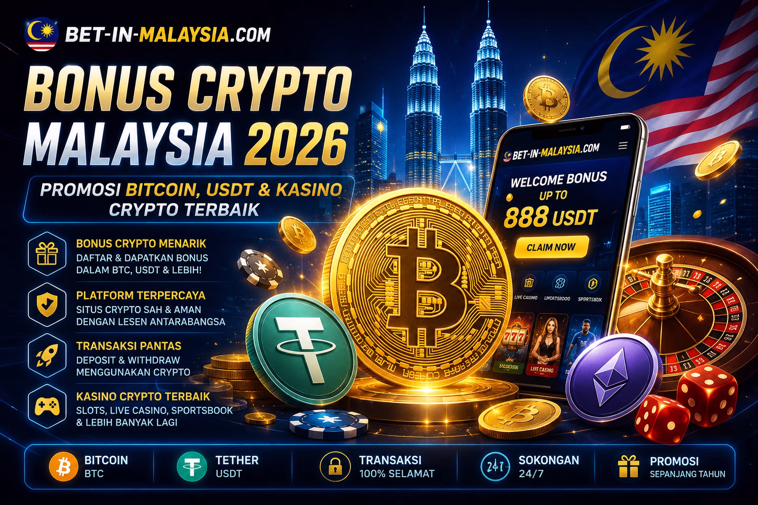 Bonus Crypto Malaysia 2026 Promosi Bitcoin, USDT & Kasino Crypto Terbaik