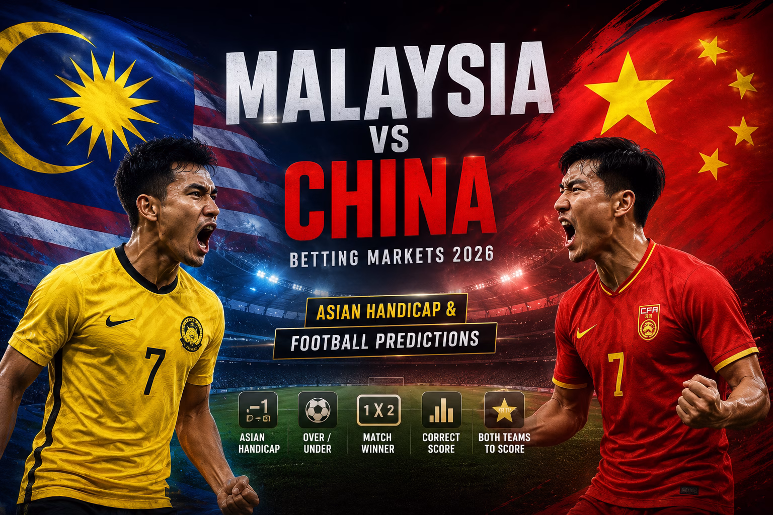 Malaysia vs China Betting Markets 2026 Asian Handicap & Football Predictions