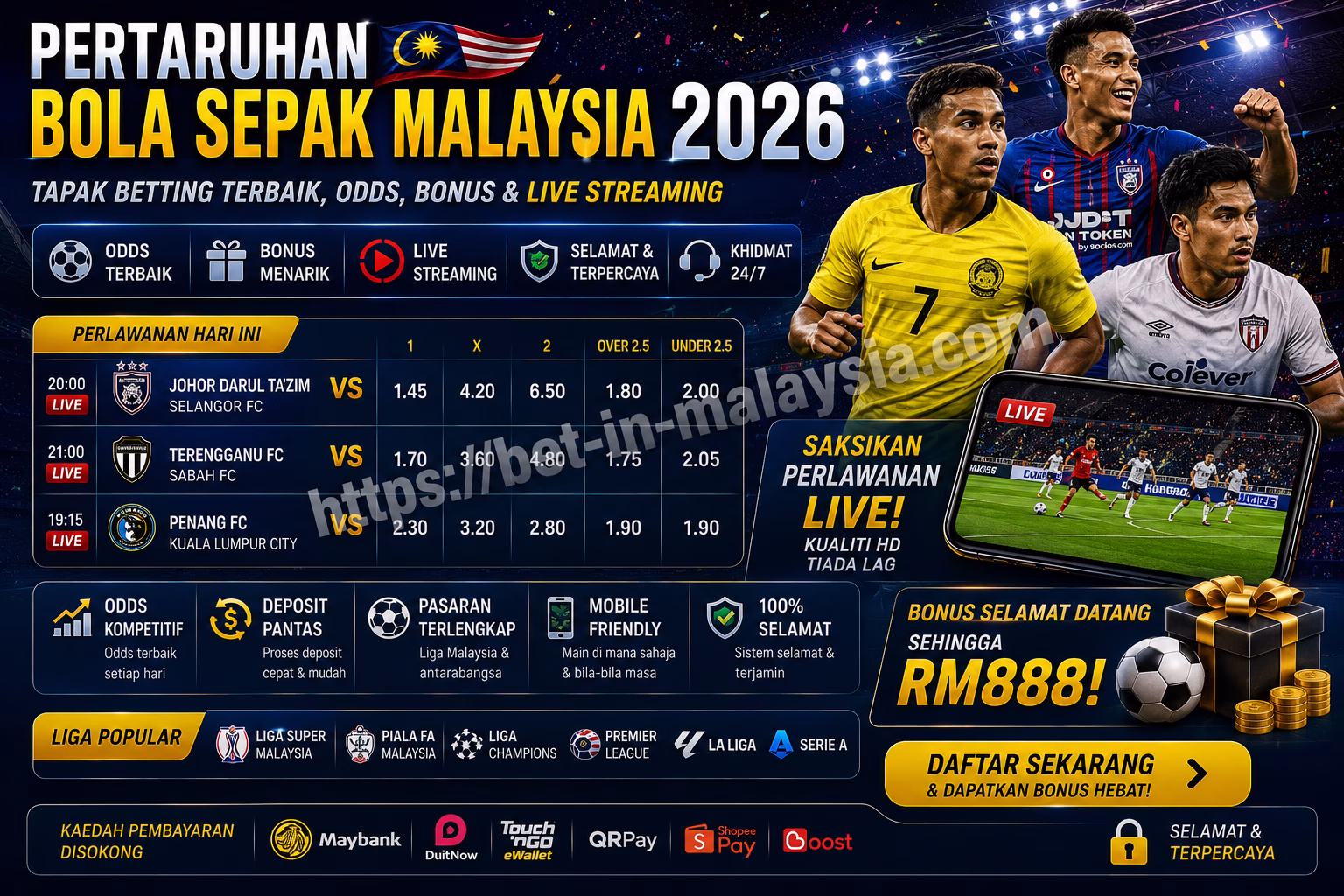 Pertaruhan Bola Sepak Malaysia 2026 Tapak Betting Terbaik, Odds, Bonus & Live Streaming