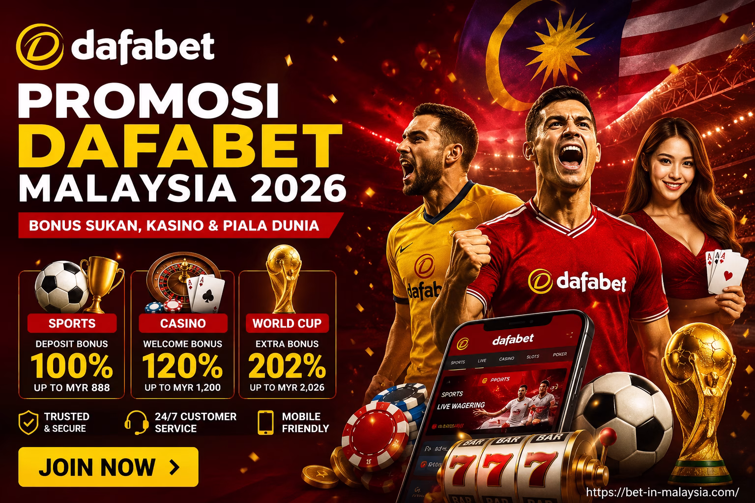 Promosi Dafabet Malaysia 2026 Bonus Sukan, Kasino, Piala Dunia & Live Betting