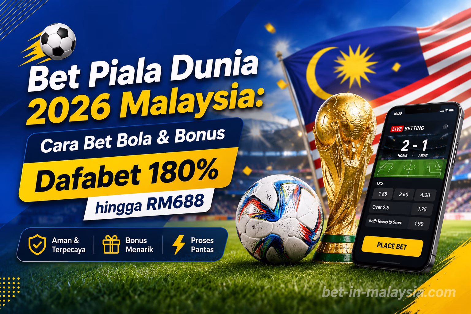Bet Piala Dunia 2026 Malaysia: Cara Bet Bola & Bonus Dafabet 180% hingga RM688