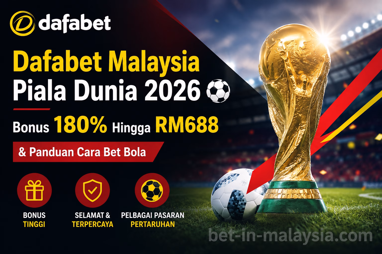 Dafabet Malaysia Piala Dunia 2026 Bonus 180% Hingga RM688 & Panduan Cara Bet Bola